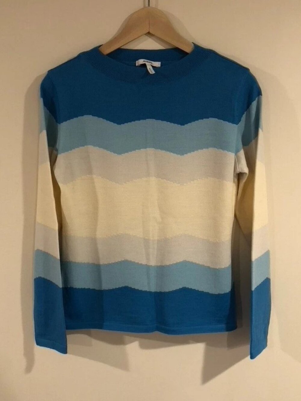100% Authentic Vintage Rodier France Blue Striped Sweater Sweatshirt Medium M 42